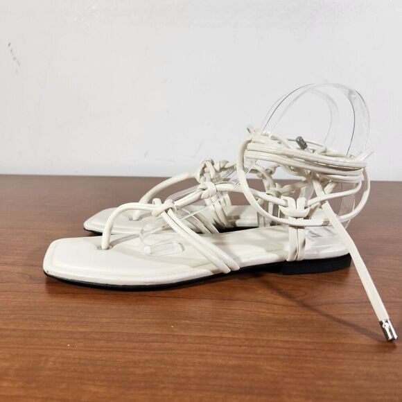 Marc Fisher Falina White Strappy Sandals Square Toe & Lace-Up Size 7.5M *FLAWS* - Picture 4 of 16